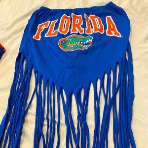 Florida strapless fringed custom made crop top.